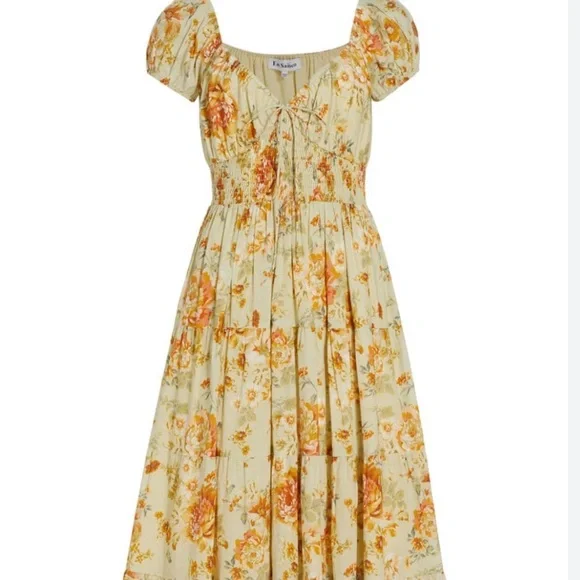 En Saison Grace Midi Floral Sage Green Dress Sz. Small NWT - Picture 5 of 16